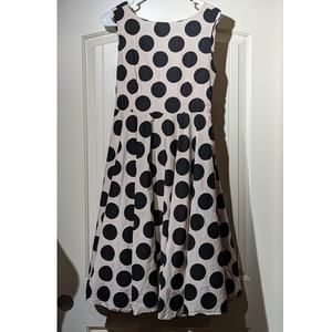 Jolie Moi Cream Black Polka Dot Fit and Flare Tie Back Dress Womens Sz 12